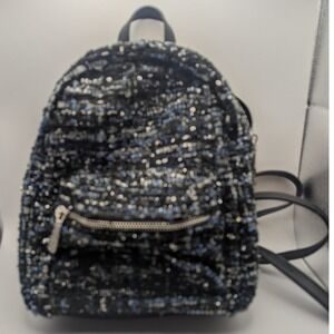 Forever 21 Black Metalic Tweed Mini Backpack Convertible Straps